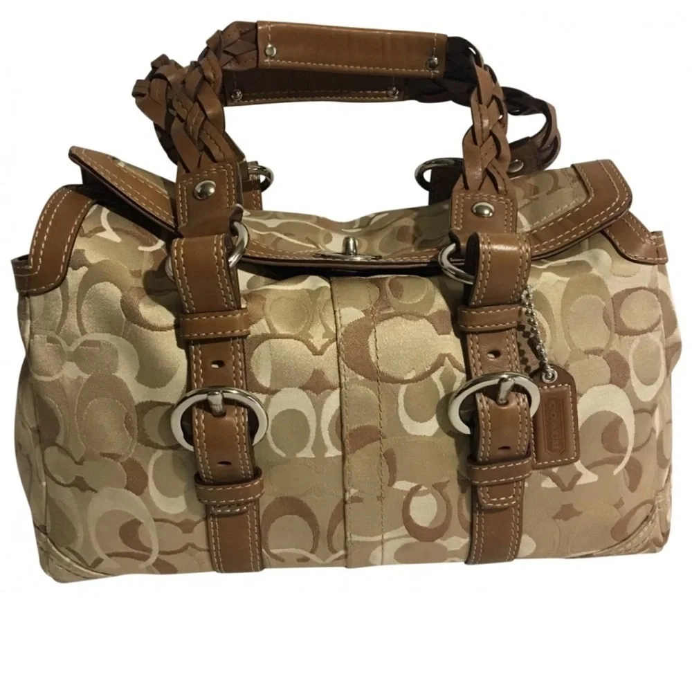 Coach CC jacquard print canvas satchel handbag